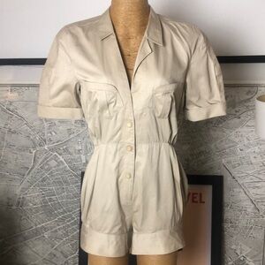 Thierry MUGLER Women's Cream Jumpsuit Size S